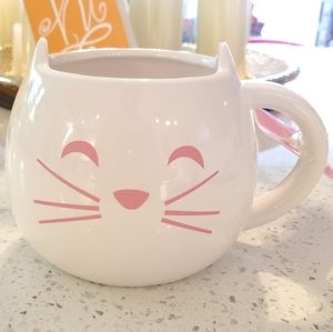 🌺HP ❤ JUMBO PINK WHITE CAT MUG CHASING LOLA
